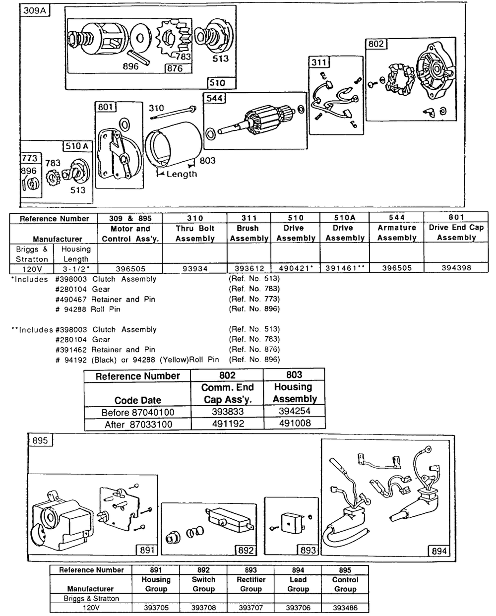 Electric Starter And Starter Diagram and Parts List for 190412-6130-XX  Briggs and Stratton Engine
